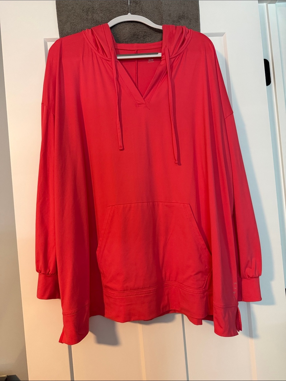 Lane Bryant Bright Coral Hooded Pullover Sweatshirt